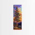 Tree, Mountain, Sunset, Forest, Canvas Print, magical forest tree painting, vibrant mountain sunset wall art, whimsical boho nature decor