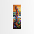 Mother Ocean, Rainbow, Canvas Print, Colorful mother nature figure by ocean painting, whimsical spiritual art,  meditation room wall art