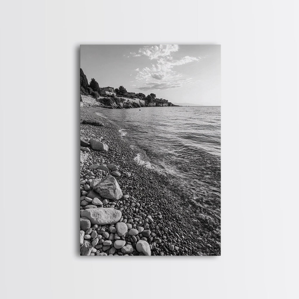 Pebble Beach, Tranquil Coastline, Coastal Stones, Sunrise Shore, Canvas Print, Bathroom Wall Art, Ocean Photography, Beach House Decor | | Wiccan Center