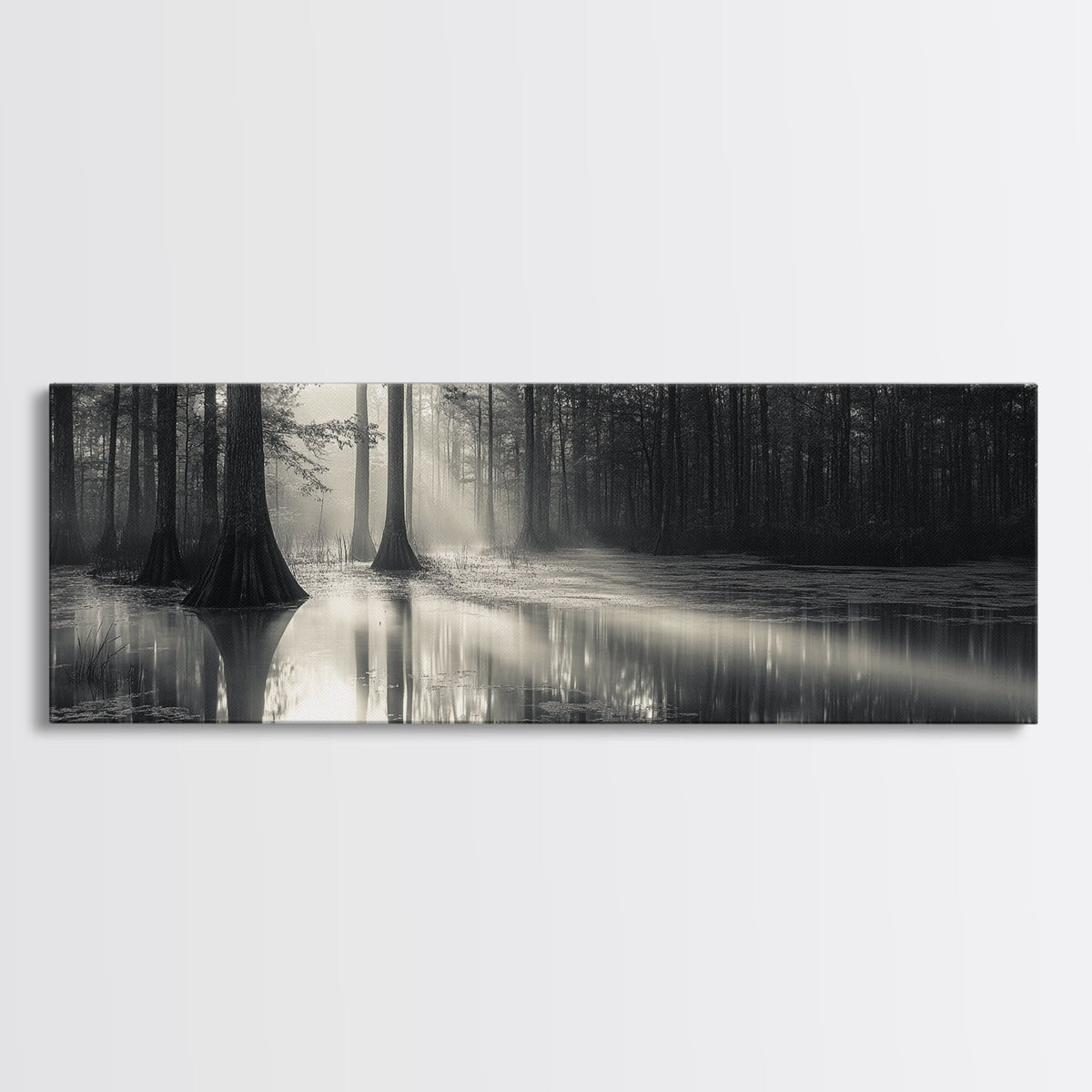 Cypress Swamp, Foggy Forest, Morning Light, Still Waters, Framed Canvas Print, Nature Wall Art, Autumn Decor, Moody Forest Photography | | Wiccan Center
