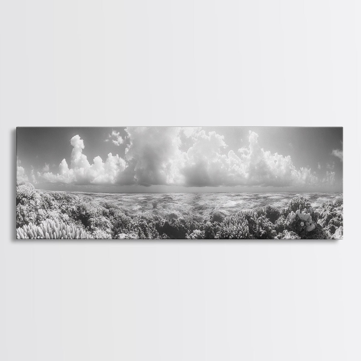 Coral Reef, Ocean Horizon, Cloudscape, Canvas Print, Underwater Nature Photography, Bathroom Wall Art, Marine Coastal Decor | | Wiccan Center