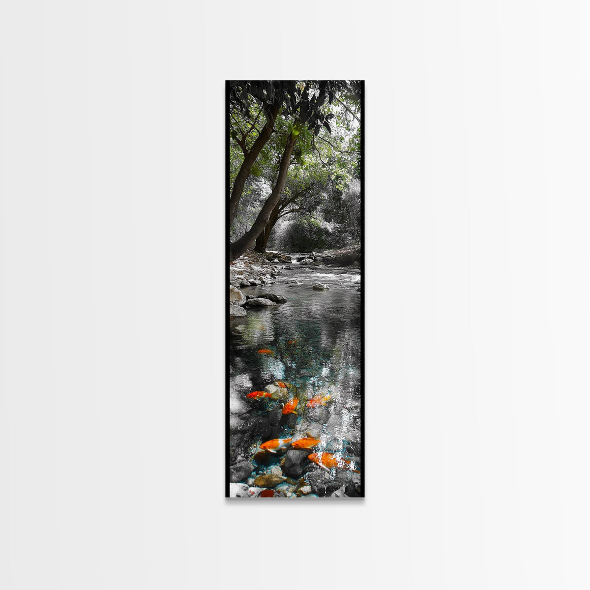 Koi Pond, Peaceful Water, Zen Garden Vibes, Orange Fish, Reflective Nature, Framed Canvas Print, Serene Bedroom Wall Art, Living Room Art | | Wiccan Center