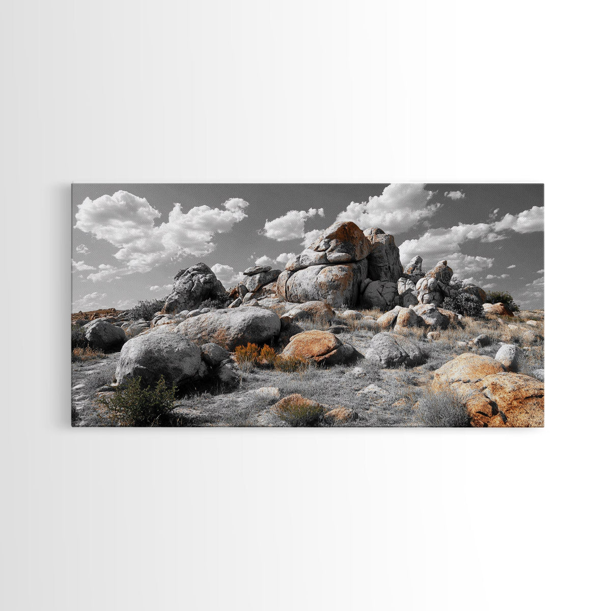 Granite Boulders, Desert Landscape, Natural Beauty, Earthy Tones, Framed Canvas Print, Entryway Wall Art, Nature Minimalism Style | | Wiccan Center