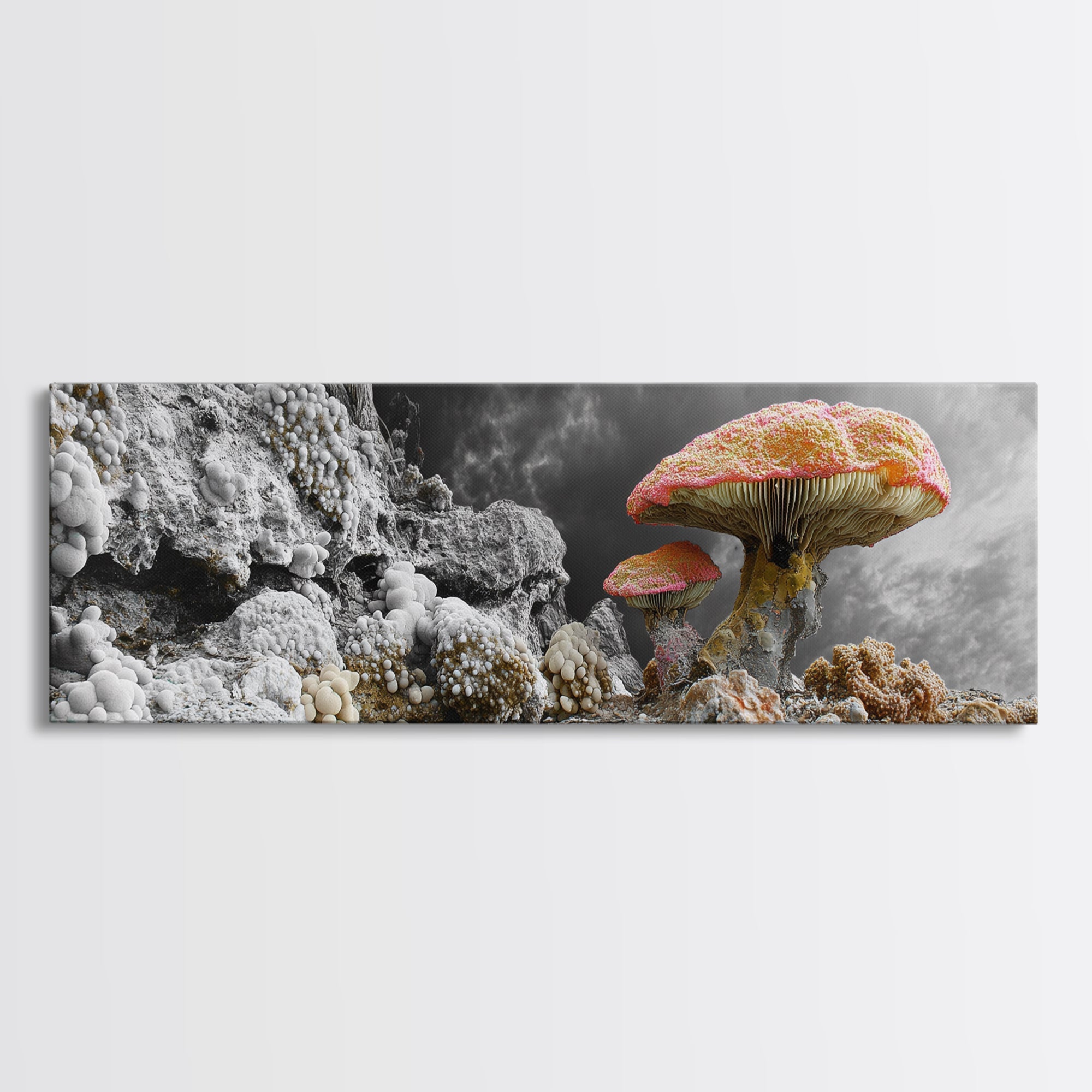 Fantasy Mushrooms, Surreal Fungi, Dark Cottagecore, Magical Forest, Framed Canvas Print, Whimsical Wall Art, Bedroom Wall Decor