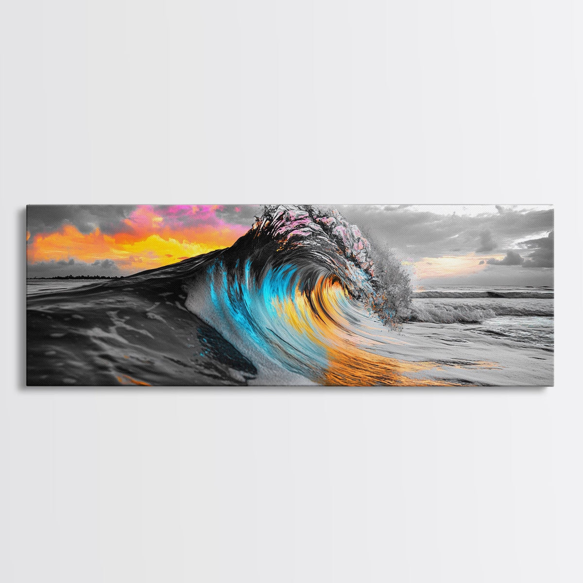 Wave Photography, Color Splash, Sunset Sea, Surf Art, Framed Canvas Print, Beach House Decor, Coastal Vibes, Modern Ocean Wall Art | | Wiccan Center