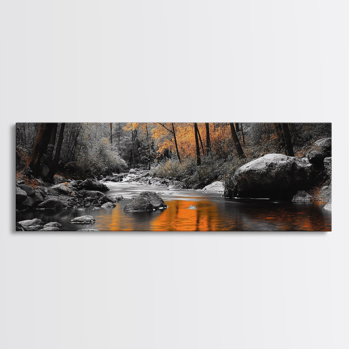 Autumn River Scene, Fall Forest Landscape, Tranquil Waters, Framed Canvas Print, Rustic Wall Art, Cabin Decor, Moody Photography | | Wiccan Center