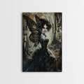 Dark Gothic Fairy with Butterfly Wings| Halloween Wall Art | Spooky Home Decor | Creepy Gothic Fairy Painting | Framed Canvas Print | | Wiccan Center