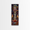 Dia De Los Muertos Sugar Skull Canvas Painting, Gothic Wall Art Print, Skinny Framed Canvas Art, Colorful Day of The Dead Poster Art