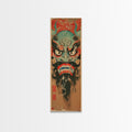 Traditional Japanese Demon Mask Art In Ukiyo-e Style Framed Canvas Print Tall Skinny Cultural Wood Block Wall Decor | | Wiccan Center