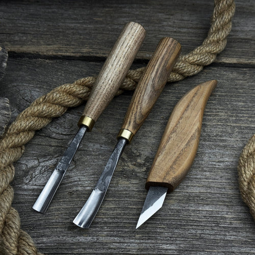 3-Piece Carving Set – Detail Gouges & Whittling Knife | Tool Sets | Wiccan Center