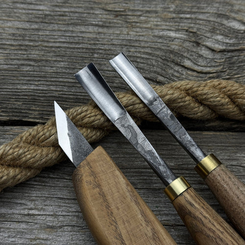 3-Piece Carving Set – Detail Gouges & Whittling Knife | Tool Sets | Wiccan Center