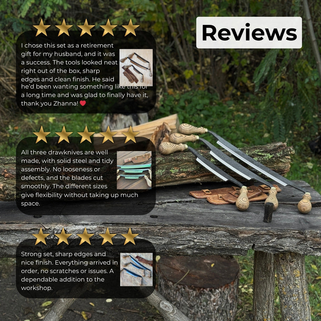 3-Piece Curved Drawknife (Palm Handles) Set | Tool Sets | Wiccan Center