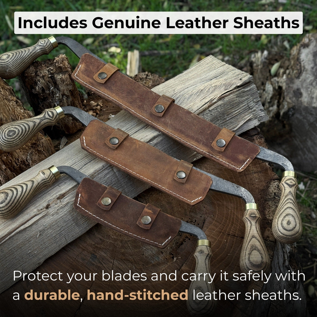3-Piece Curved Drawknife (Palm Handles) Set | Tool Sets | Wiccan Center