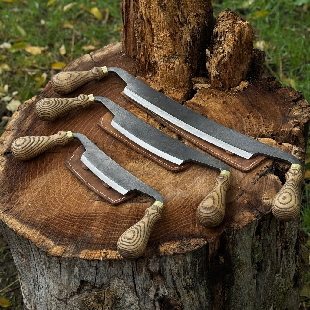 3-Piece Curved Drawknife (Palm Handles) Set | Tool Sets | Wiccan Center