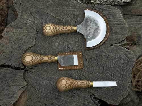 3-Piece Leather Working Kit with Leather Sheaths | Tool Sets | Wiccan Center