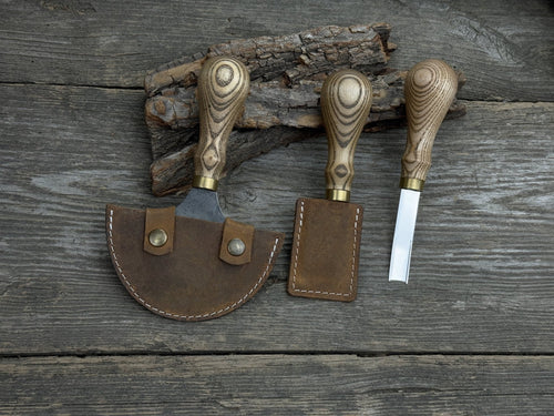 3-Piece Leather Working Kit with Leather Sheaths | Tool Sets | Wiccan Center