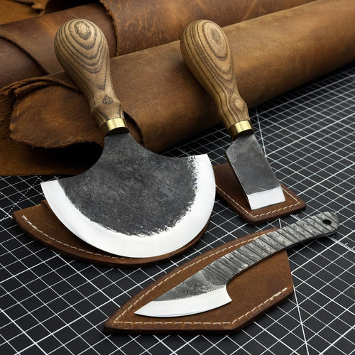 3-Piece Leatherworking Knife Set with Leather Sheaths | Tool Sets | Wiccan Center
