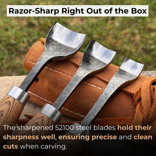 3-Piece Spoon Bent Gouge Set | Tool Sets | Wiccan Center