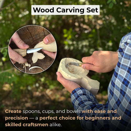 3-Piece Spoon Carving Set – Whittling Knife, Hook Knife & Sharpening Strop | Tool Sets | Wiccan Center
