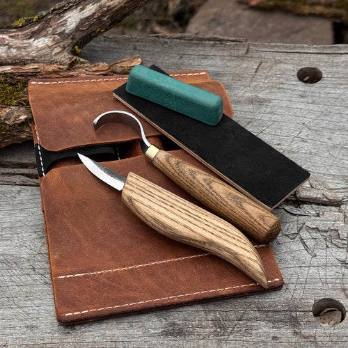 3-Piece Spoon Carving Set – Whittling Knife, Hook Knife & Sharpening Strop | Tool Sets | Wiccan Center