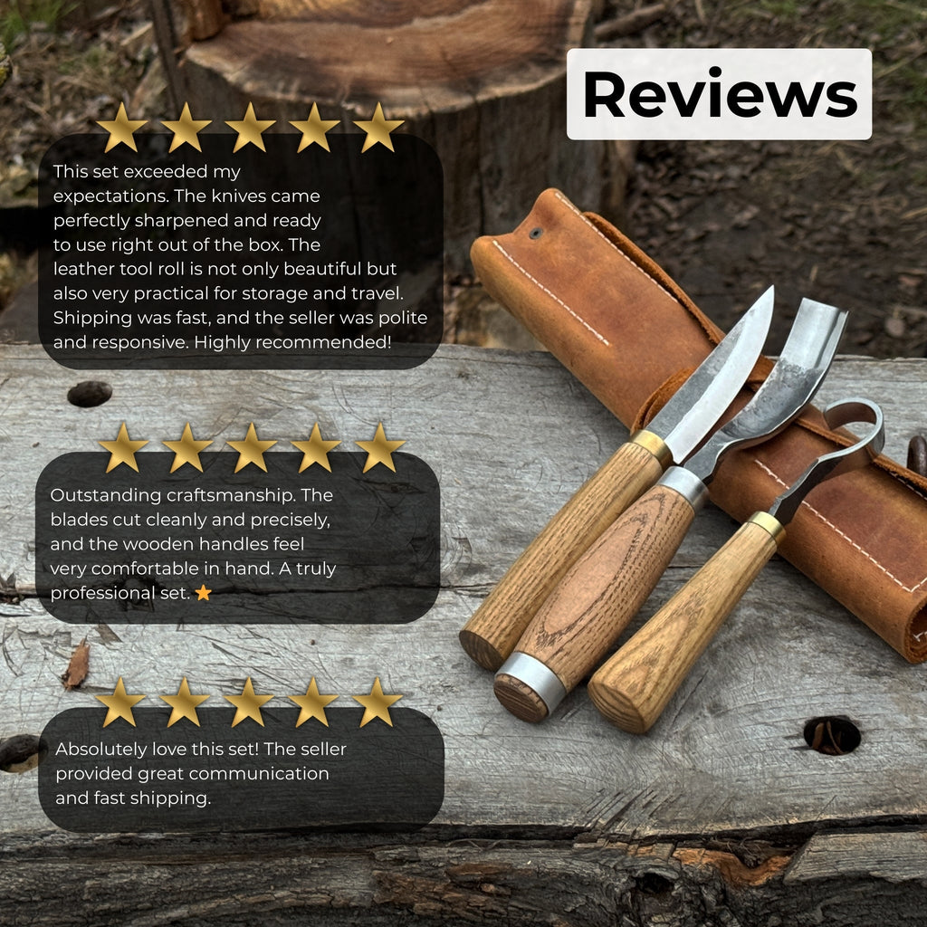 3-Piece Spoon Carving Tool Set | Tool Sets | Wiccan Center