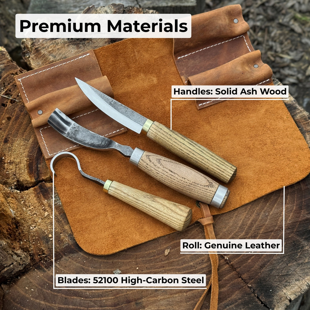 3-Piece Spoon Carving Tool Set | Tool Sets | Wiccan Center