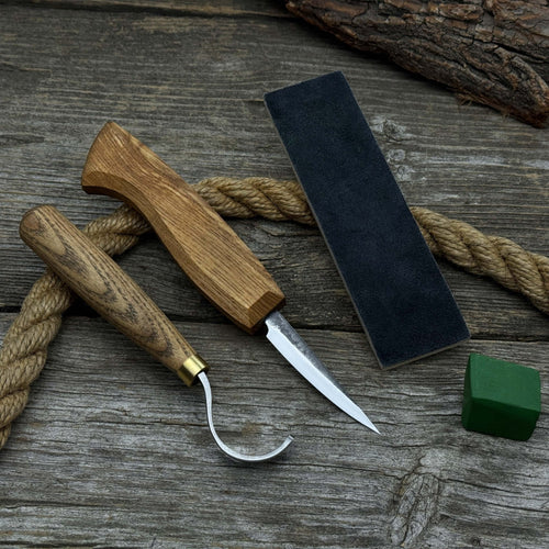 3-Piece Spoon Carving Tool Set with Leather Strop | Tool Sets | Wiccan Center