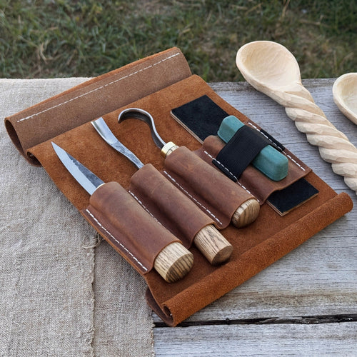 3-Piece Spoon Carving Tool Set with Sharpening Board | Tool Sets | Wiccan Center