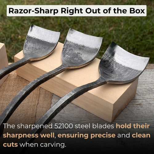 3-Piece Spoon (Short) Bent Gouge Set | Tool Sets | Wiccan Center