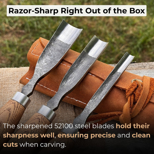3-Piece Straight Rounded Chisel Set | Tool Sets | Wiccan Center