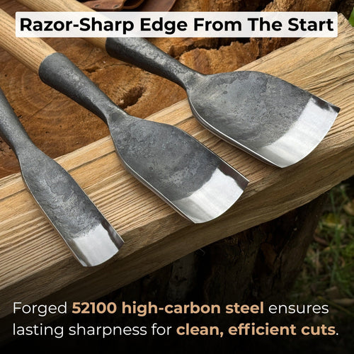 3-Piece Timber Framing Rounded Chisel Set | Tool Sets | Wiccan Center
