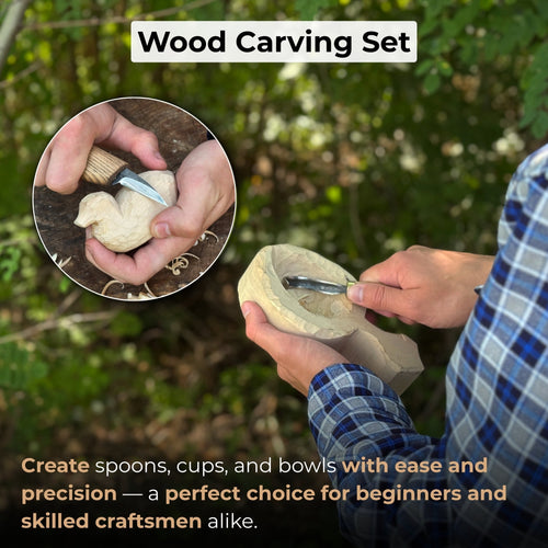 3-Piece Wood Carving Knife Set – Whittling Knife, Hook Knife & Leather Strop | Tool Sets | Wiccan Center