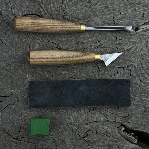 3-Piece Wood Carving Tool Set with Leather Strop | Tool Sets | Wiccan Center