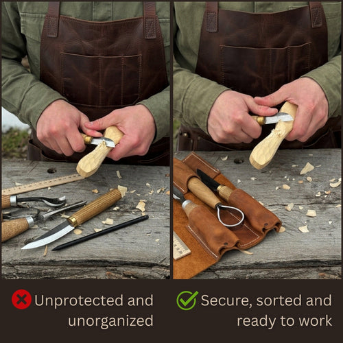3 Pocket Leather Tool Roll | Tool roll | Wiccan Center