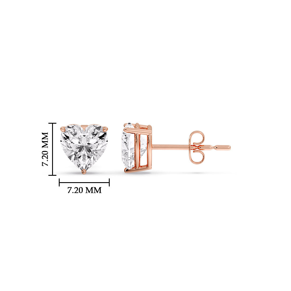 Heart Shaped 3 Prong Basket Stud Earring
