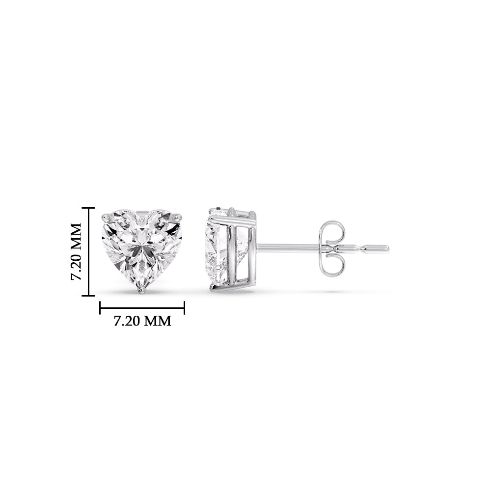 Heart Shaped 3 Prong Basket Stud Earring