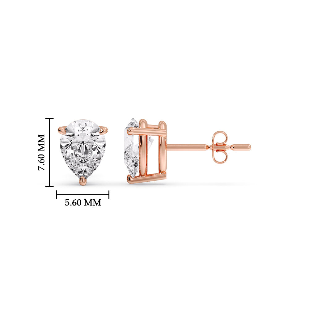 Diamond Pear Cut 3 Prong Earring