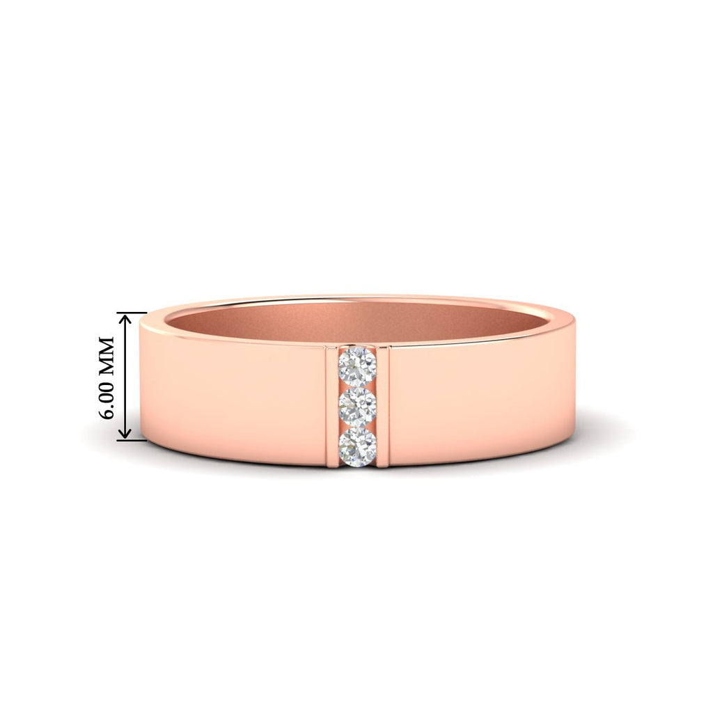 3 Stone Mens Flat Gemstone Band