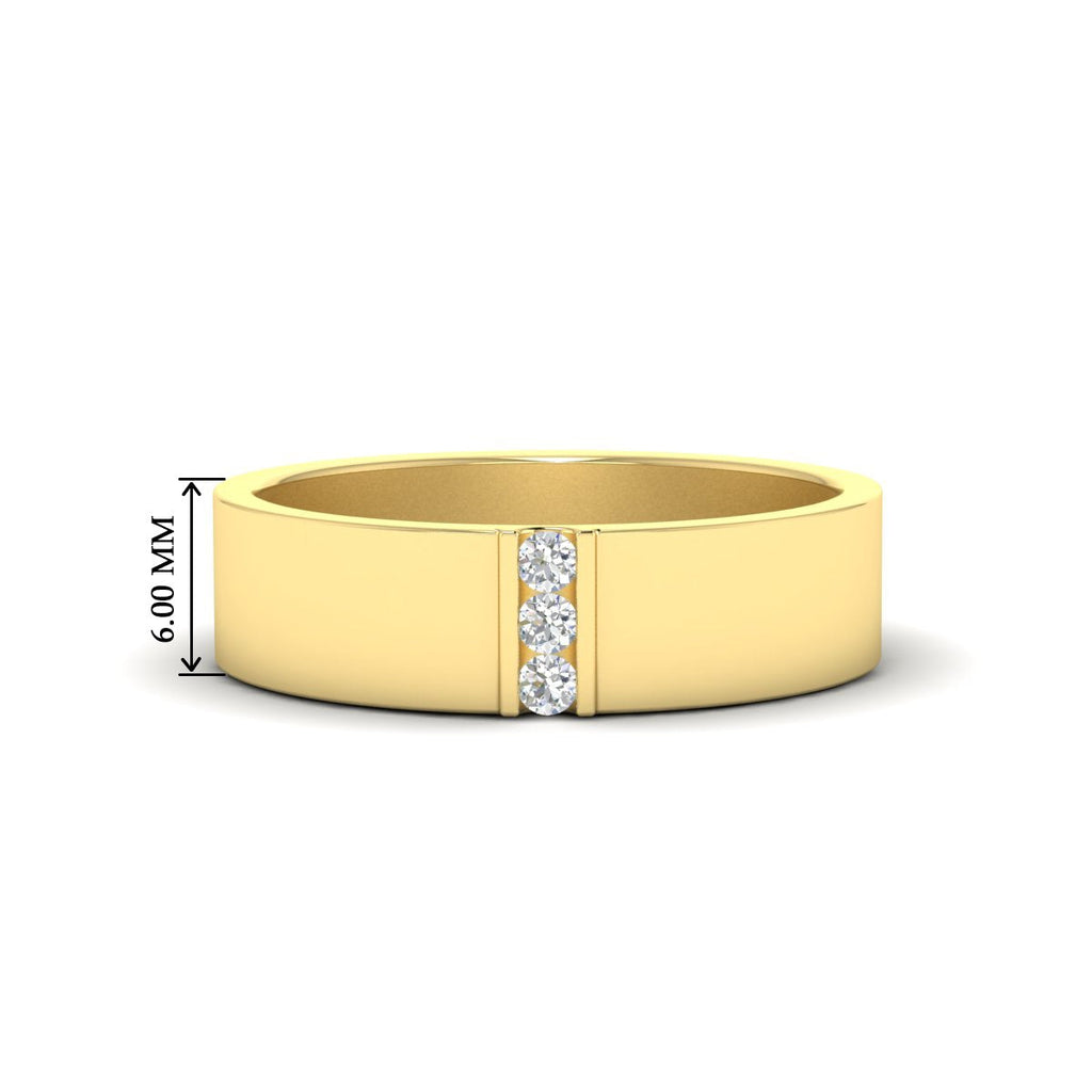 3 Stone Mens Flat Gemstone Band