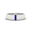 3 Stone Mens Flat Gemstone Band