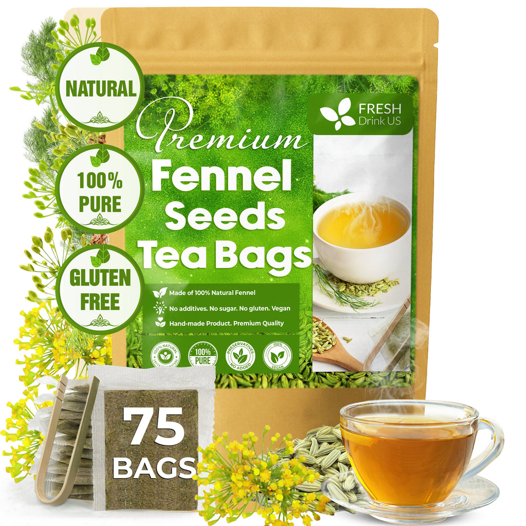 Premium Fennel Tea Bags, 100% Natural & Pure from Fennel Seeds. Fennel Seed Herbal Tea. Fennel Seed Tea. Made with Natural Material Tea Bags. No Sugar, No Caffeine, No Gluten, Vegan. | Tea | Wiccan Center