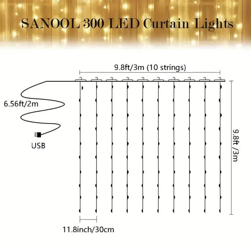 300 LED Curtain Fairy Lights | String & Fairy Lights | Wiccan Center