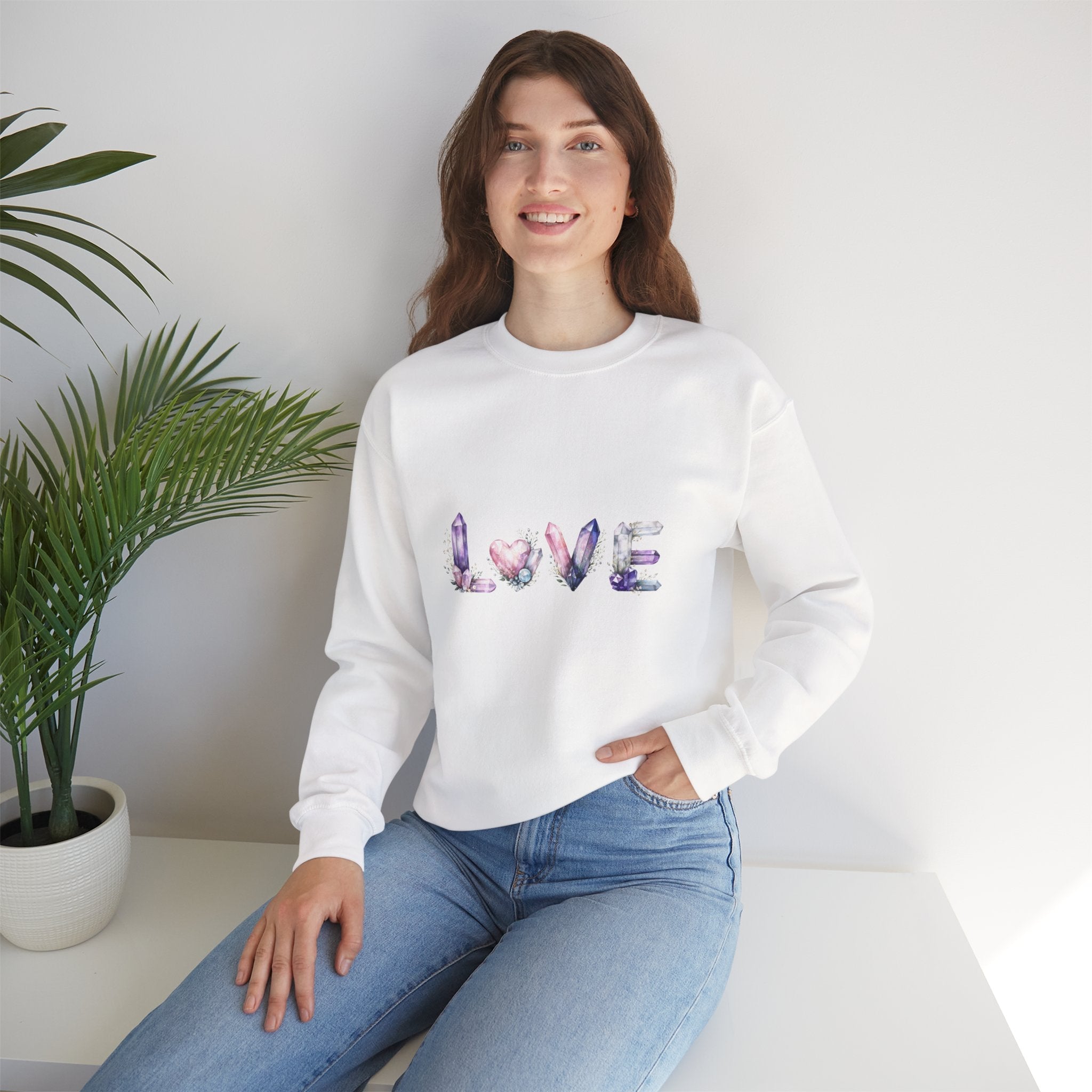 LOVE Crystal Letter Design | Sweatshirt | Wiccan Center