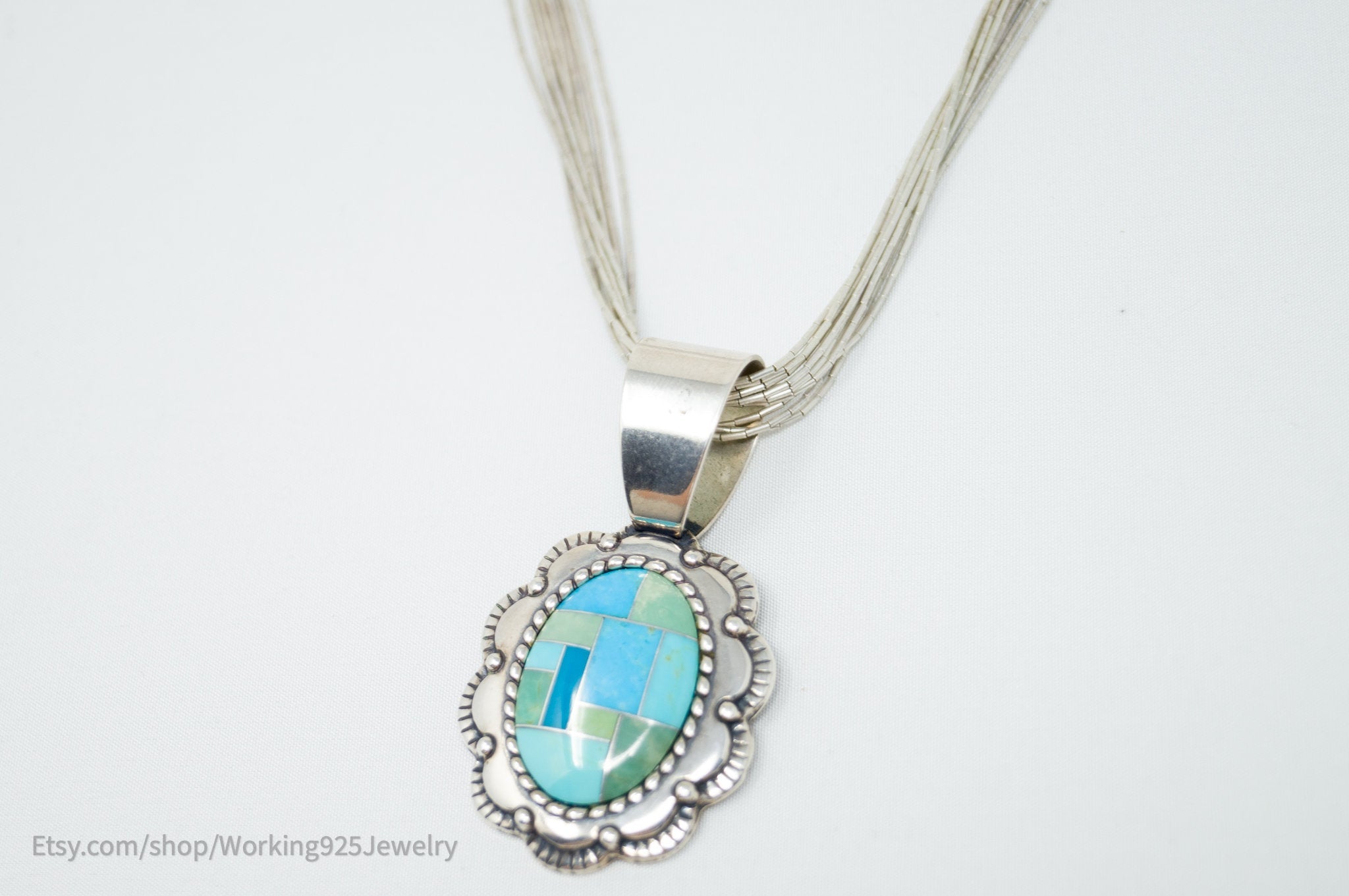 Vintage Designer Carolyn Pollack Relios Turquoise Sterling Silver Necklace | Jewelry > Necklaces | Wiccan Center