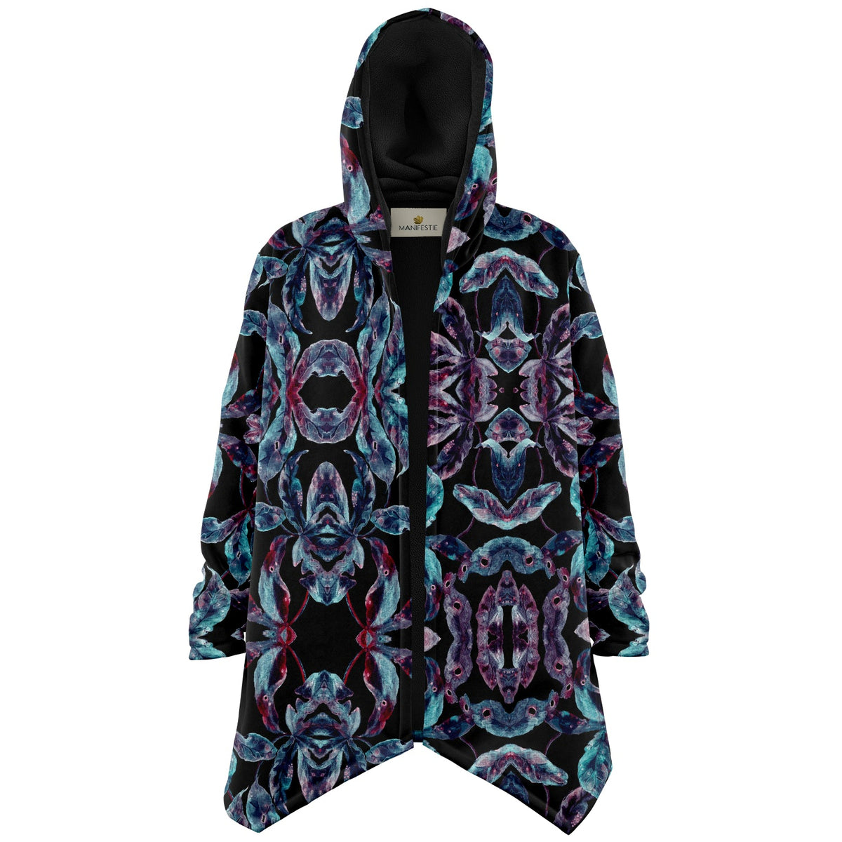 Dark Tropics Cuddle Cloak | Unisex Minky Sherpa Lined Hooded Coat | Women and Mens Festival Coat | Mountain Fashion | Microfleece Cloak - AOP | Wiccan Center
