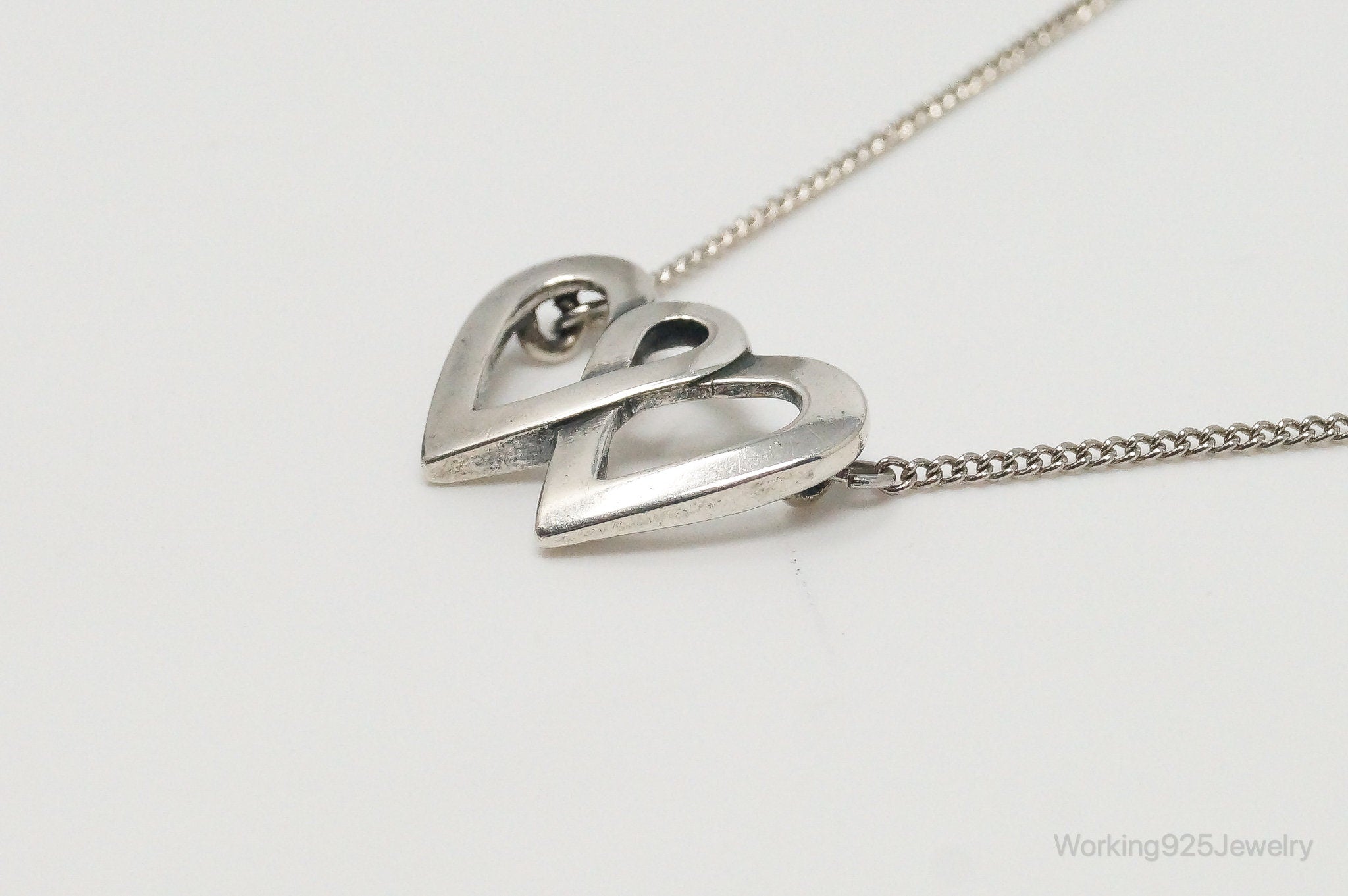 Vintage Linked Open Hearts Sterling Silver Necklace | Jewelry > Necklaces > Pendants | Wiccan Center