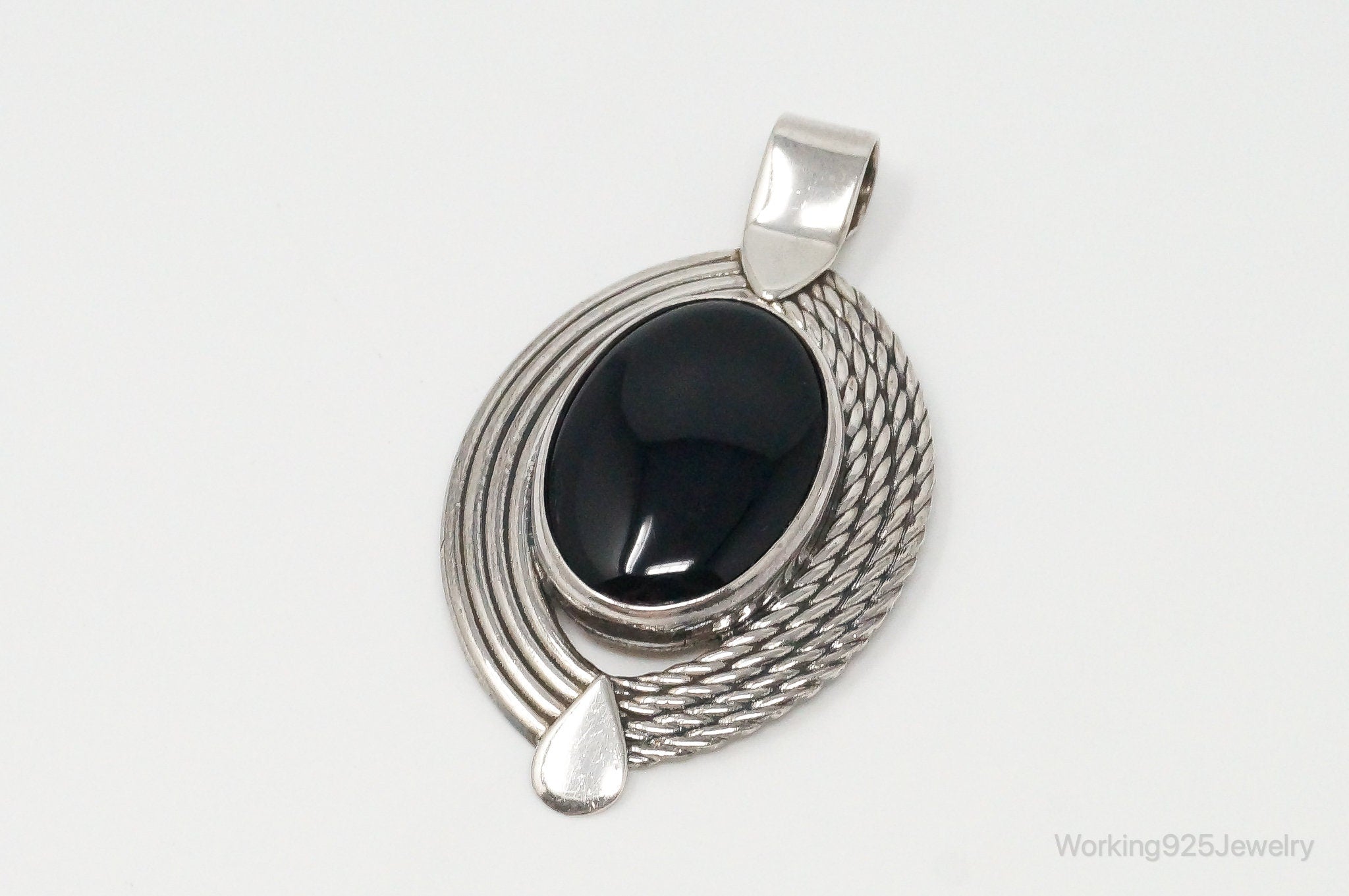 Large Mexico Designer ATI Black Onyx Southwestern Sterling Silver Pendant | Jewelry > Necklaces > Pendants | Wiccan Center