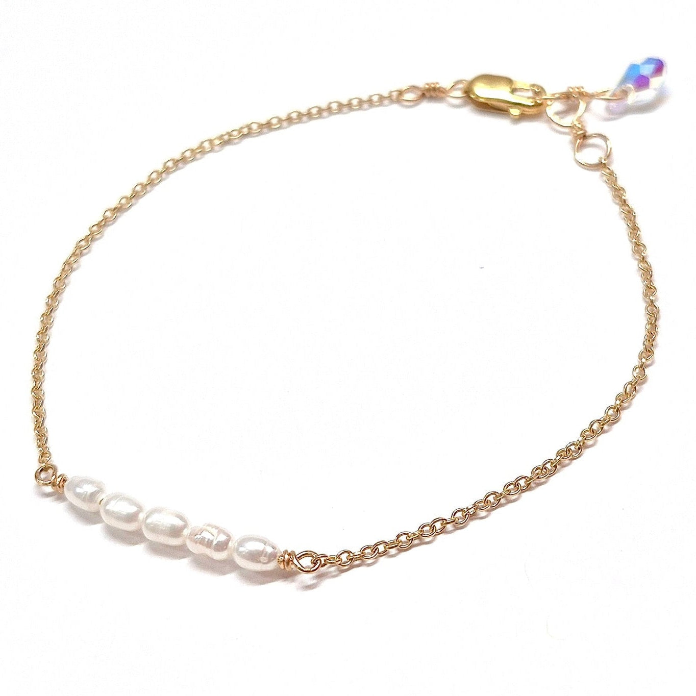 5 Rice Pearls Bracelet with Swarovski Clasp