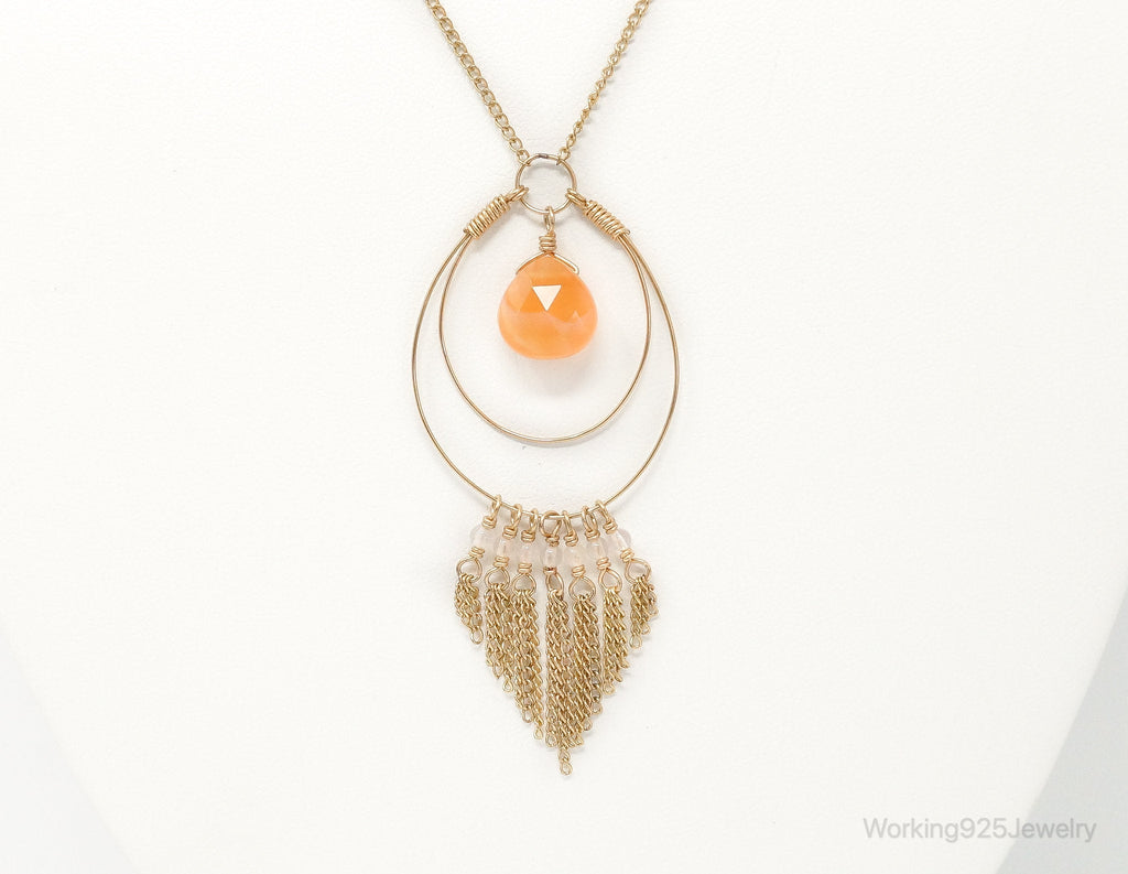 Vintage 14K Gold Filled Orange Agate Sterling Silver Necklace | Jewelry > Necklaces > Pendants | Wiccan Center