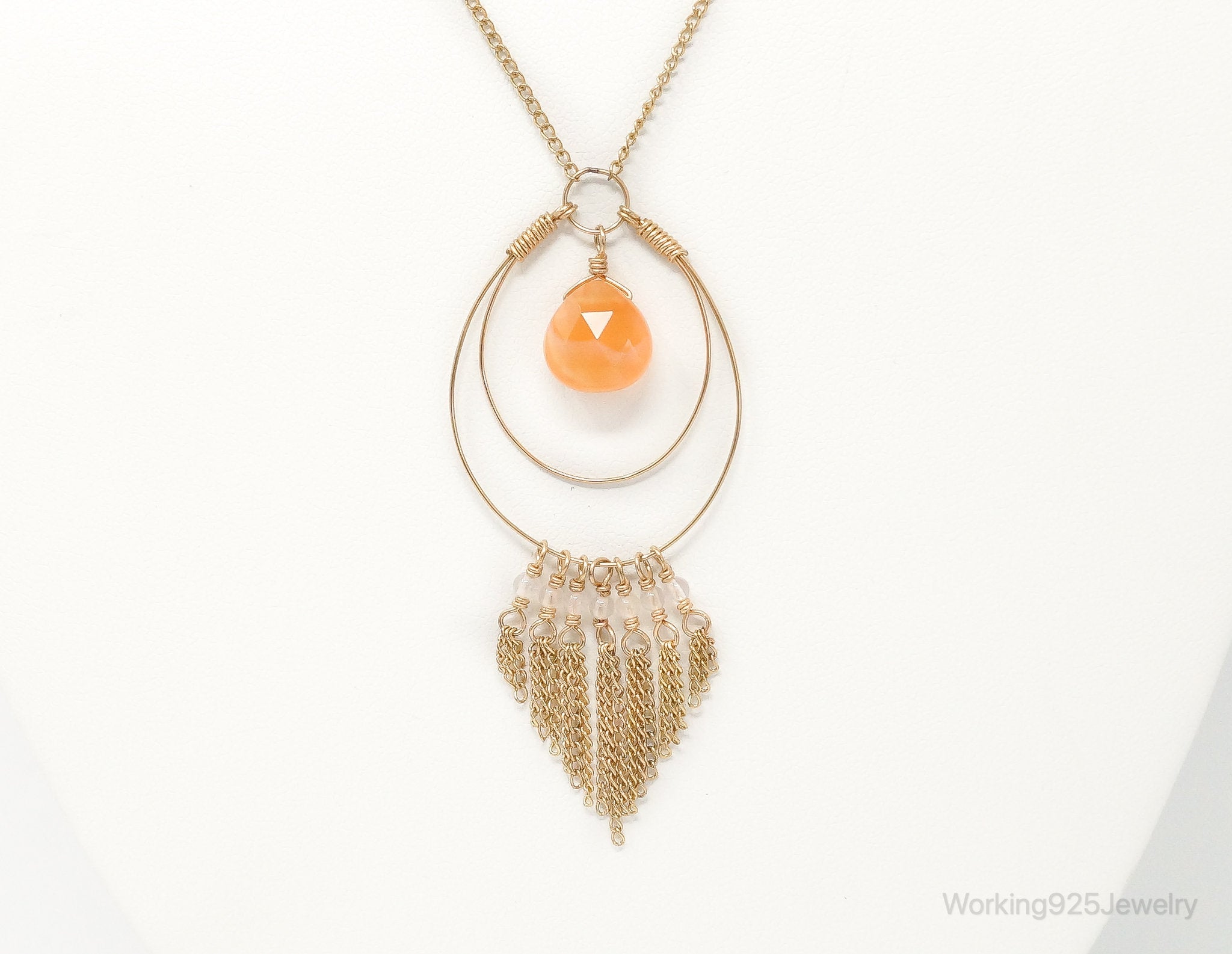 Vintage 14K Gold Filled Orange Agate Sterling Silver Necklace | Jewelry > Necklaces > Pendants | Wiccan Center